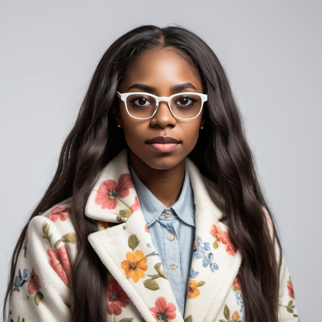 Magnifique jeune femme arborant un magnifique manteau fleuri